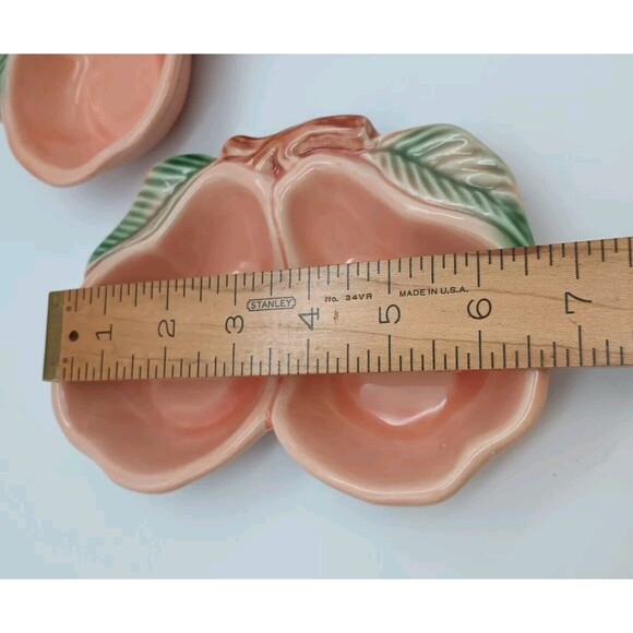 2 vintage belmar of California Pair Of pears shaped bowls Peach Desert Dish - Picture 4 of 4